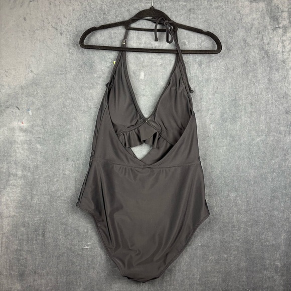 Aerie Black Ruffled, Cut-out One Piece Swimsuit Sz Medium ** see description - Picture 6 of 11